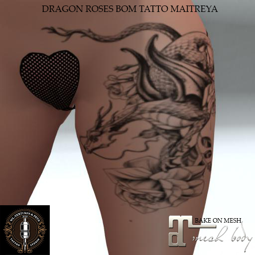 WL-Dragon Roses Leg BOM Tattoo