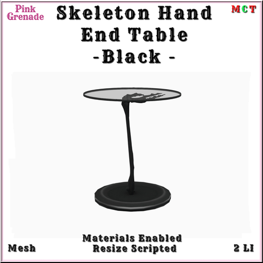 .:{Pink Grenade}:. Skeleton Hand End Table - Black (add)