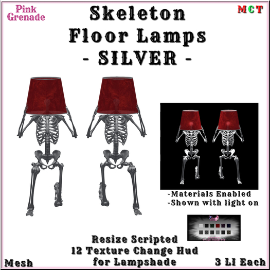 .:{Pink Grenade}:. Skeleton Floor Lamp - Silver Set (add)