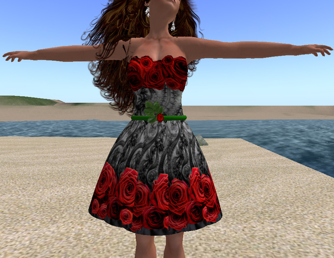 LaCella Black Lace Rose Dress (Boxed)