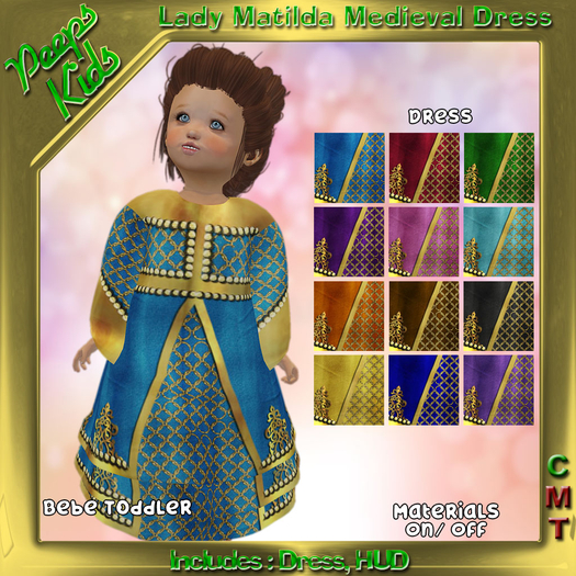 Second Life Marketplace - Peeps Kids Lady Matilda Medieval Dress