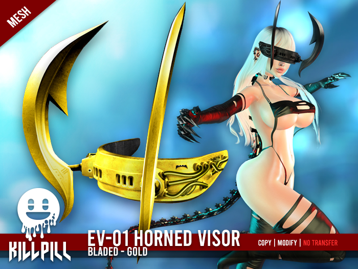 KillPill - EV-01 Horned Visor - Bladed: Gold