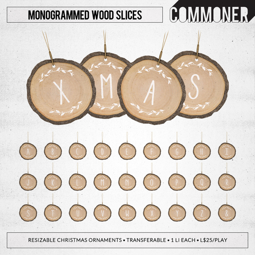 [Commoner] Monogrammed Wood Slice / X