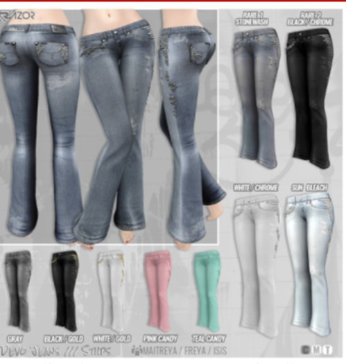 Razor/// Devo Jeans - Studs - Teal Candy