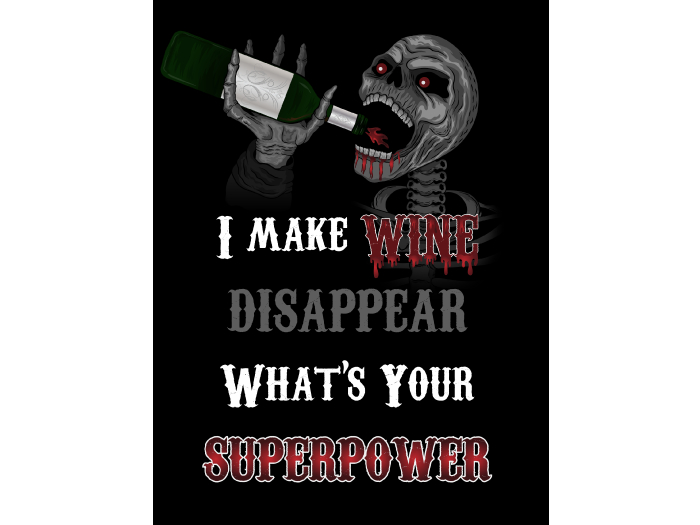 Skeleton Wine Lover Art Canvas