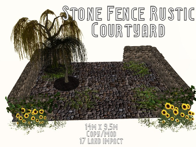 [AE] Garden Store-Stone Fence Rustic Courtyard