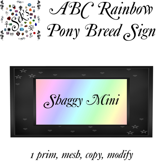 Sek's Rainbow ABC Pony Breed Sign - Shaggy Mini