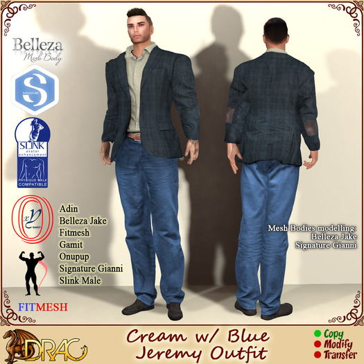 [Drac] Jeremy Outfit Cream w/ Blue