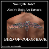 BIRD OF COLOR BACK TATTOO