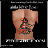 WITCH WITH BROOM TATTOO