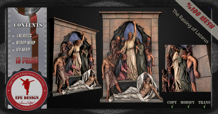 The Raising of Lazarus  ★ 3D STATUE  ★  Full Permission 