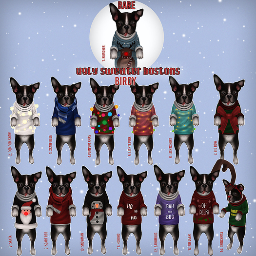 Birdy - Ugly Sweater Bostons - pompom xmas