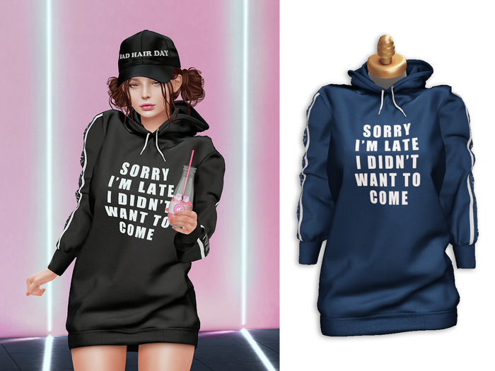 -Sorumin- Lazy hoodie SET -Blue-