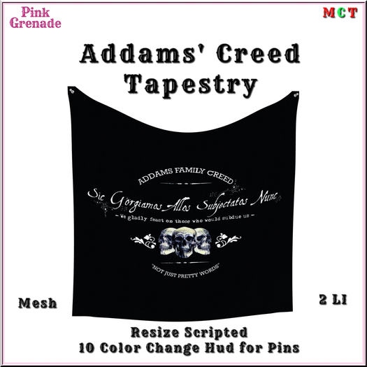 .:{Pink Grenade}:. Addams' Creed Tapestry (add)