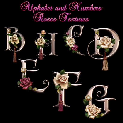 [FP] High Quality Alpha Texture Goth Roses Numbers & Alphabet (A-Z 0-9 punctuation marks) FULL PERM for Builders 