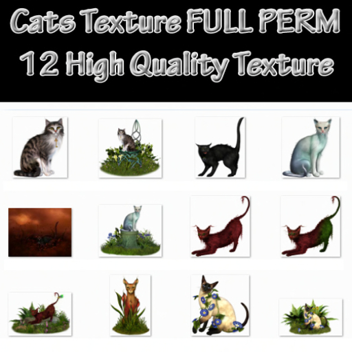 [FP] 12 Cats Alpha textures Full Perm - High quality texture for builders - texture with transparency
