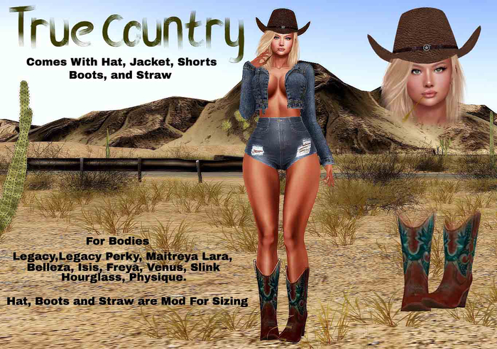*Pixelgenix* True Country Outfit (Legacy /Perky /Belleza Isis/Freya/Venus/Slink Hourglass/Physique/Maitreya Lara