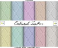 Embossed Leather Essentials Kit 10 Seamless Textures NM Vinyl with Pattern Imprint Fabrics for Designing