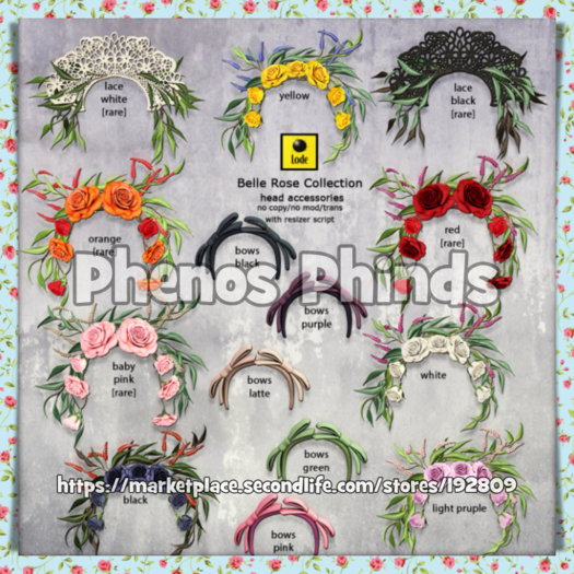 *LODE* Head Accessory - Belle Rose Bows [black]