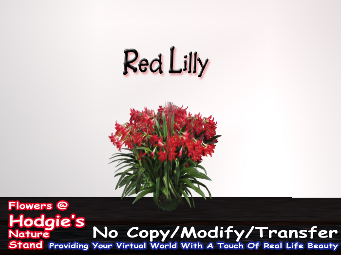 Lilly (Dark Red) One Prim Sculpty Plant