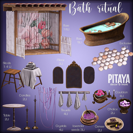 Second Life Marketplace - Pitaya - bath Ritual - Cabin RARE