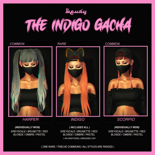 Beusy: Scorpio Hairstyle / INDIGO GACHA - BRUNETTES - COMMON