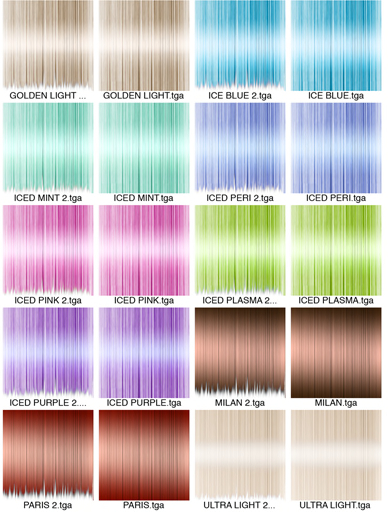 Hair Textures. Iced & Platinum tones.