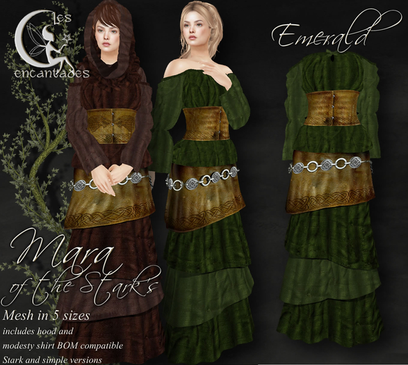 *LE* Mara of the Starks Emerald - Medieval mesh gown