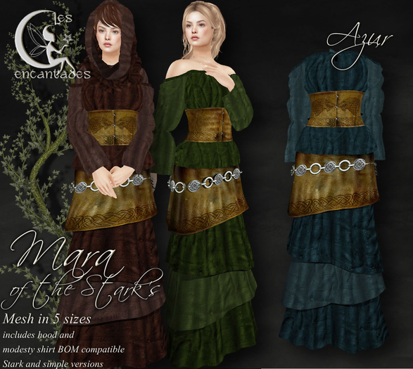 *LE* Mara of the Starks Azur - Medieval mesh gown