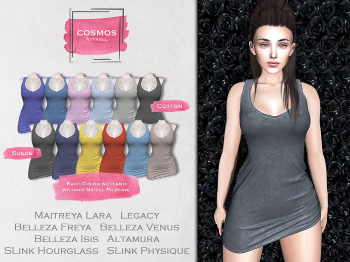 [COSMOS] Hailey Bodycon Dress Suede/Cotton / 6+6 Colors
