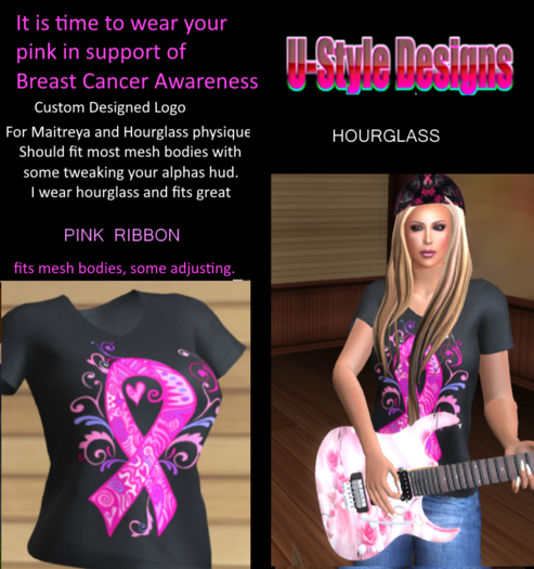 T-shirt Pink Ribbon Hourglass
