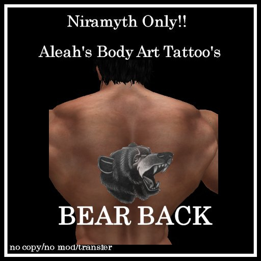 BEAR HEAD BACK TATTOO