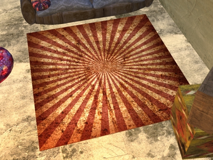 Old grungy rug - with watching TV animation - great for chilling out!