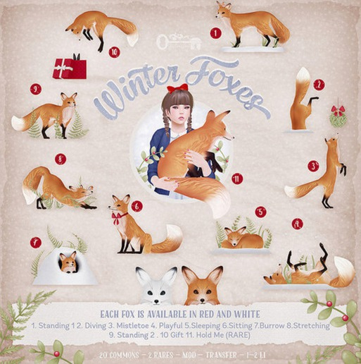The Secret Store - Winter Foxes - Playful / White