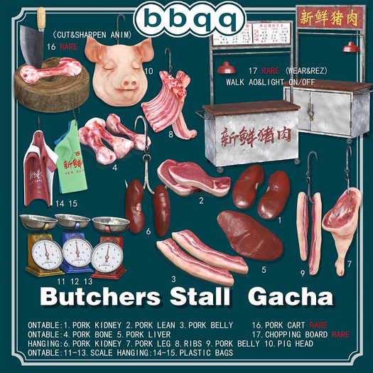 Second Life Marketplace - *bbqq*-Butchers Stall Gacha (12) Butcher ...