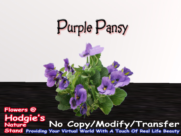 Pansies (Purple)(One Prim Sculpty Plant)