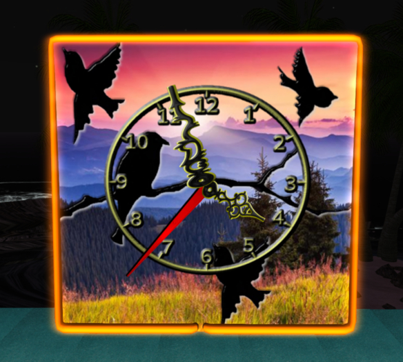 Neon Sunrise Birds Wall Clock
