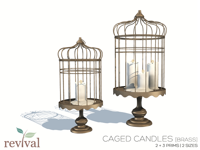 .:revival:. caged candles brass