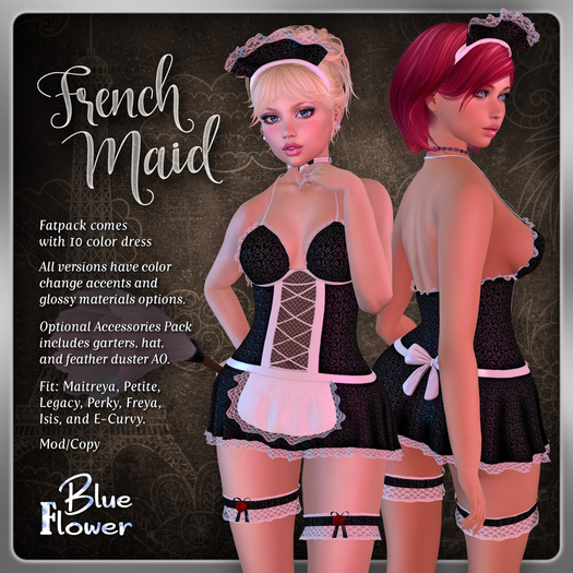 Blue Flower - French Maid Dress - Fatpack