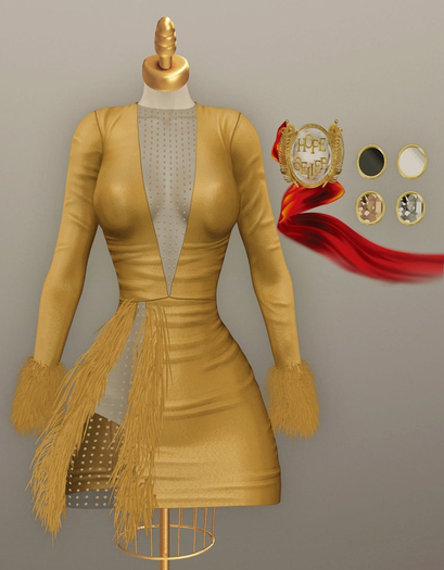 [HS] Serenissima Ostrich Dress [Matt Gold]