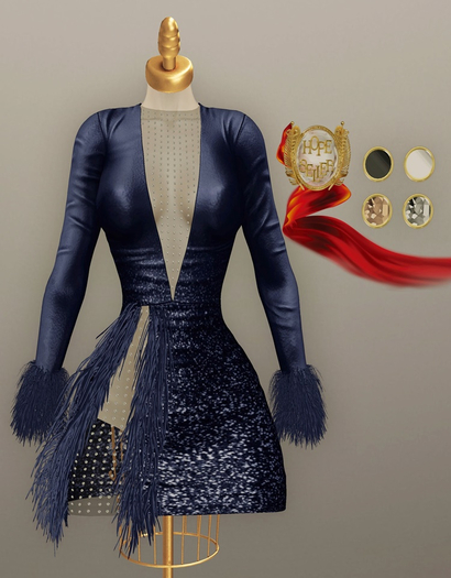 [HS] Serenissima Ostrich Dress [Glitter Blue]