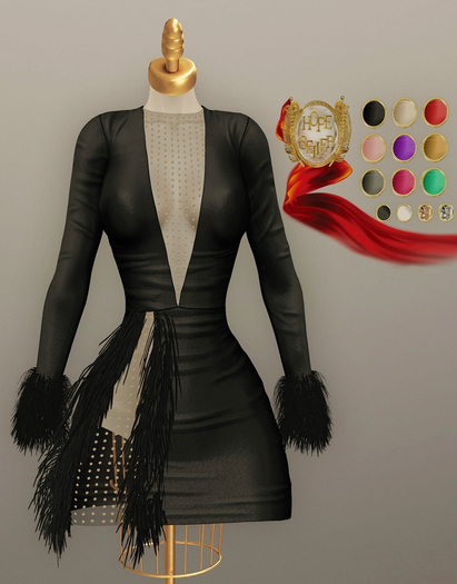 [HS] Serenissima Ostrich Dress [Matt Fatpack]