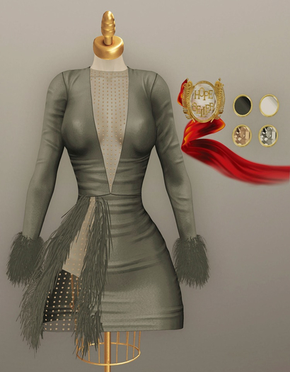 [HS] Serenissima Ostrich Dress [Matt Grey]