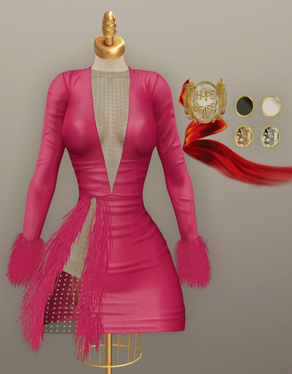 [HS] Serenissima Ostrich Dress [Matt Pink]