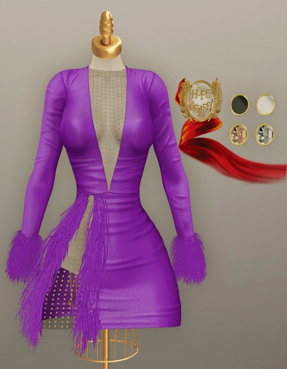 [HS] Serenissima Ostrich Dress [Matt Purple]