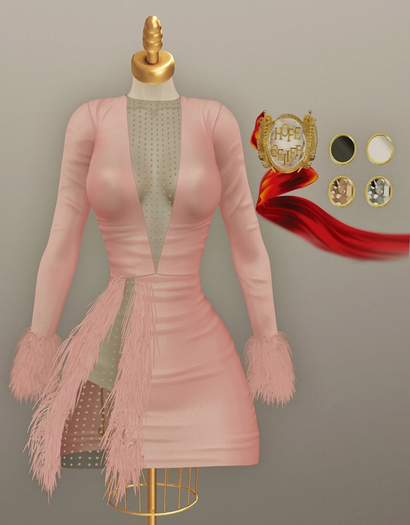 [HS] Serenissima Ostrich Dress [Matt Powder]