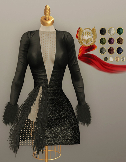 [HS] Serenissima Ostrich Dress [Glitter Fatpack]