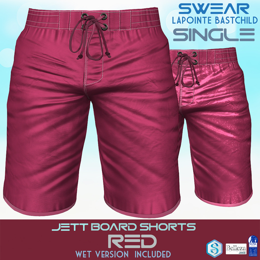 Board Shorts - Jett Red - Swim Board Shorts