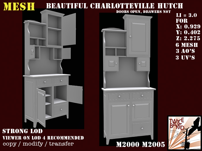 "TB" Beautiful Charlotteville hutch M2000 M2005