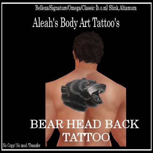 bear head back tattoo